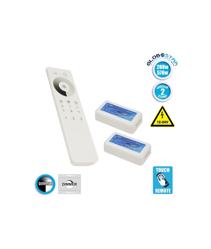 Ασύρματο LED Dimmer με Χειριστήριο Αφής 2.4G RF για Δύο Groups 12v (288w) - 24v (576w) DC GloboStar 04138